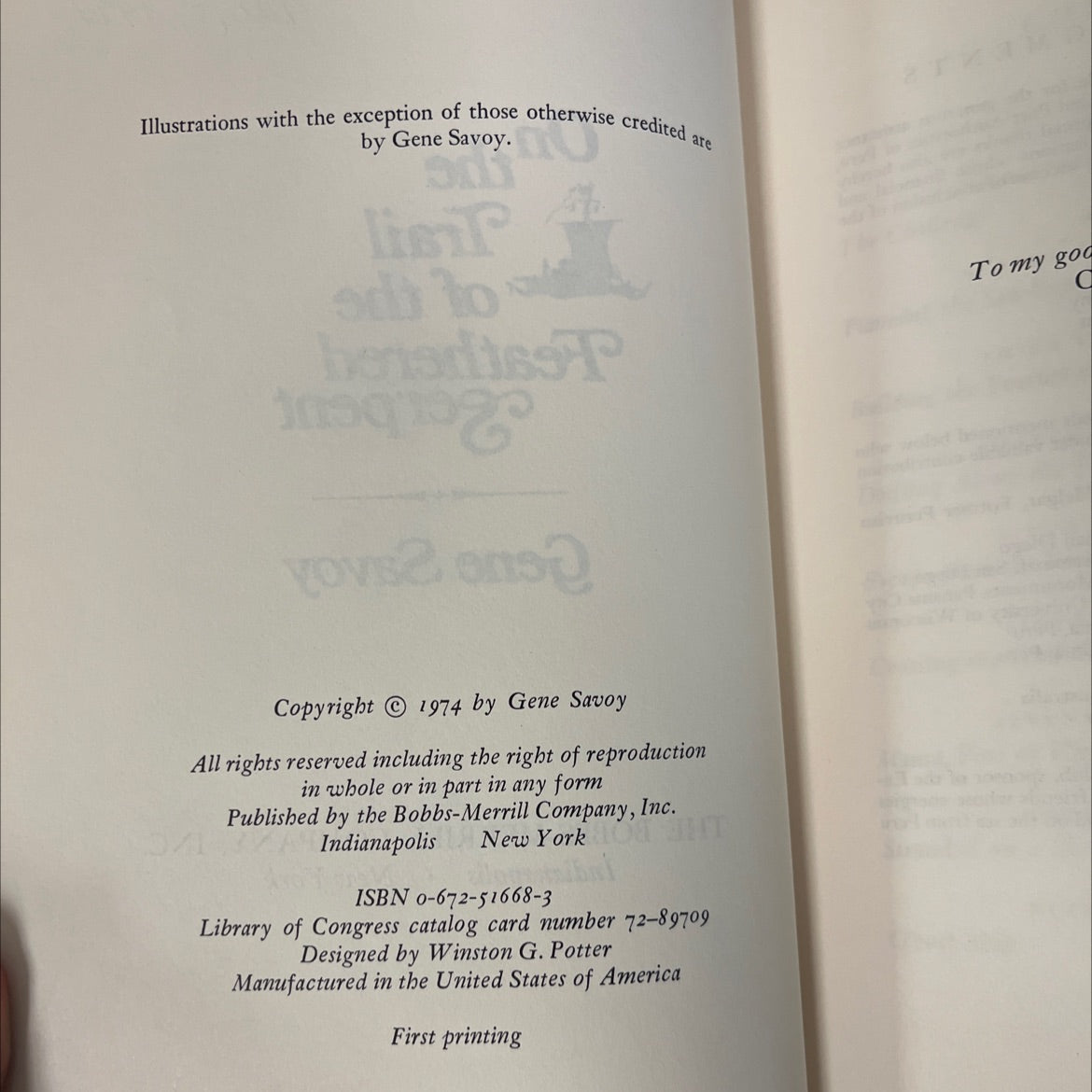 trail of the feathered serpent book, by gene savoy, 1974 Hardcover, First Edition, Vintage image 3