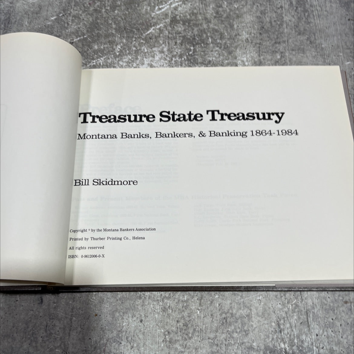 treasure state treasury montana banks, bankers, & banking 1864-1984 book, by Bill Skidmore, 1984 Hardcover image 2