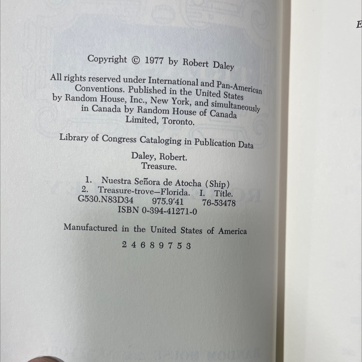 treasure book, by robert daley, 1977 Hardcover image 3