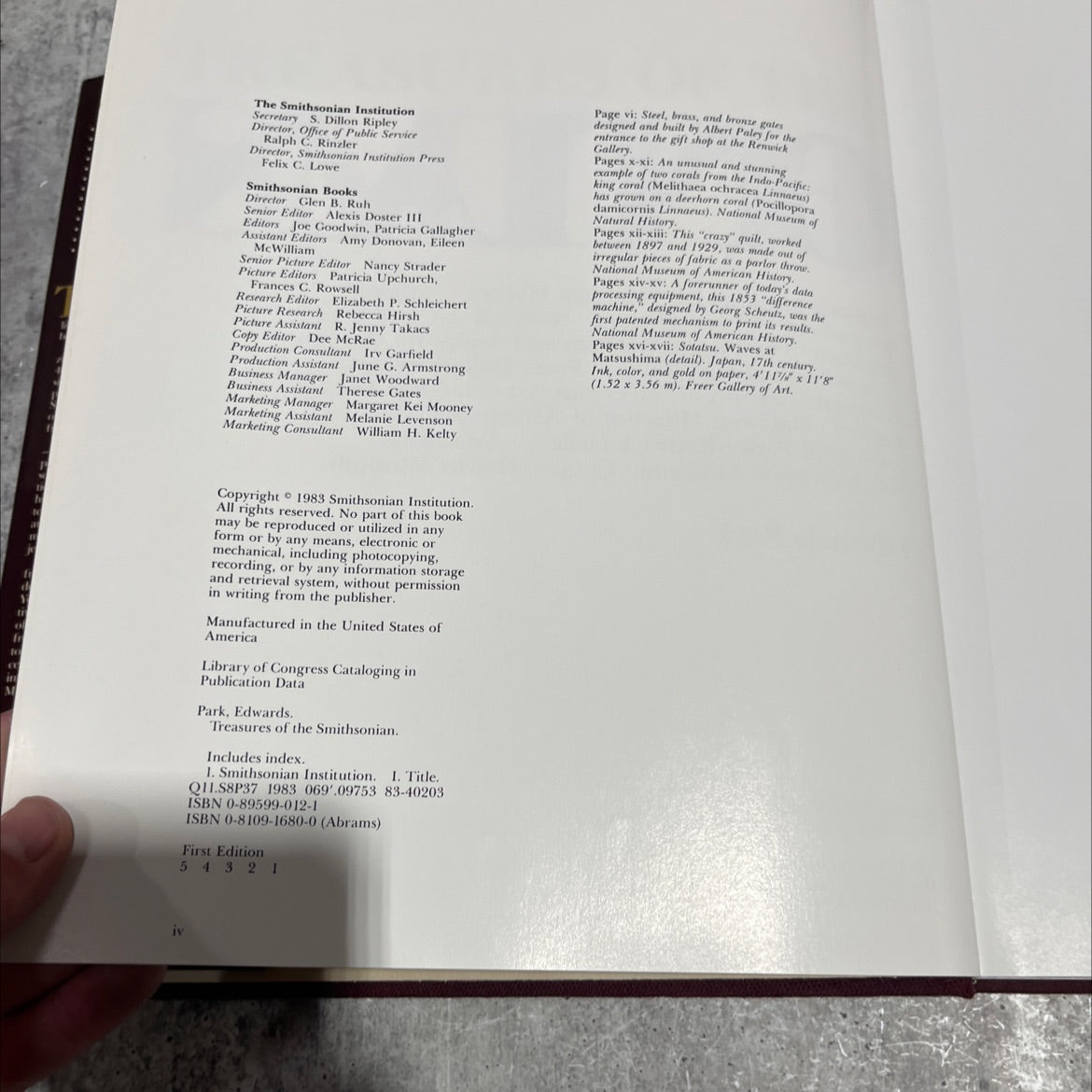 treasures of the smithsonian book, by edwards park, 1983 Leather image 3