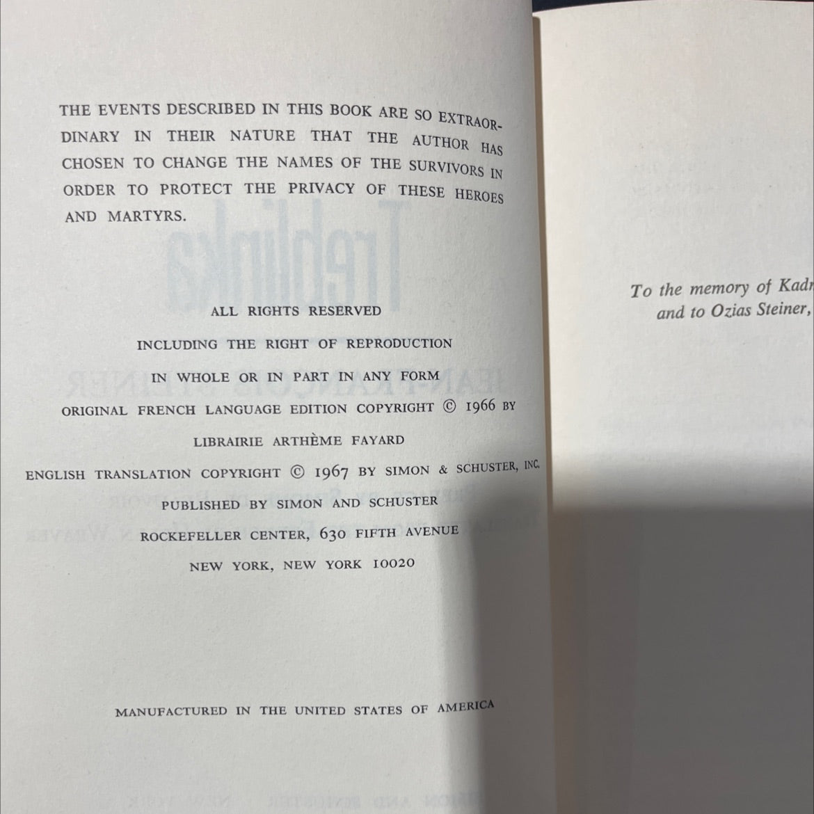 treblinka book, by jean-françois steiner, 1967 Hardcover image 3