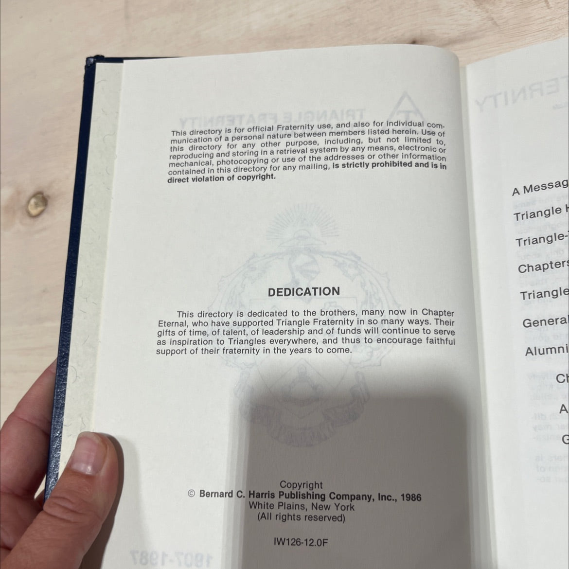 triangle fraternity alumni directory book, by unknown, 1987 Hardcover image 3
