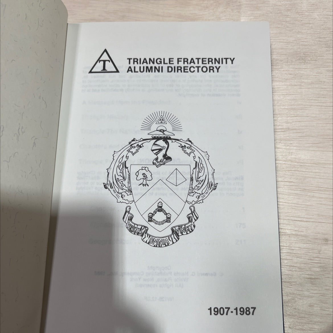 triangle fraternity alumni directory book, by unknown, 1987 Hardcover image 2