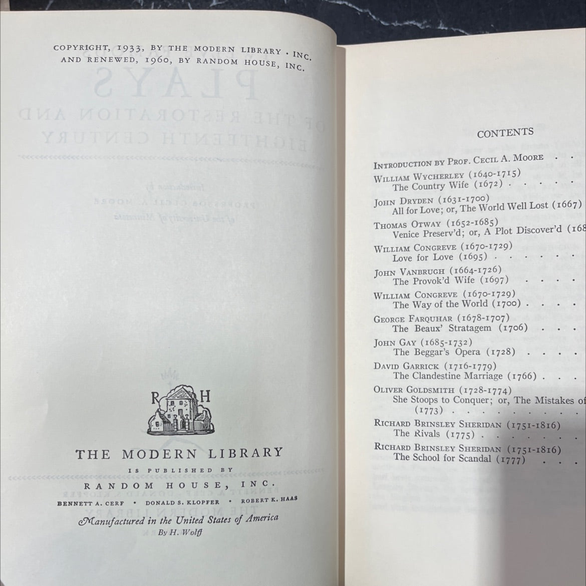 twelve famous plays of the restoration and eighteenth century book, by multiple authors, 1970 Hardcover image 3