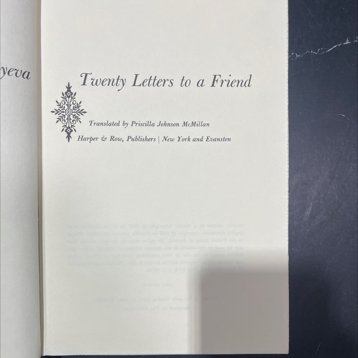 twenty letters to a friend book, by yeva, 1967 Hardcover image 2