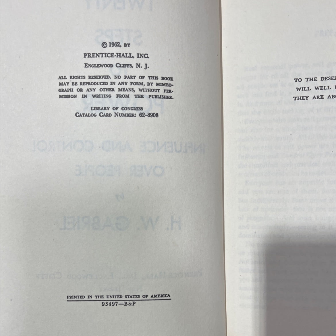 twenty steps to power influence and control over people book, by h. w. gabriel, 1962 Hardcover image 3