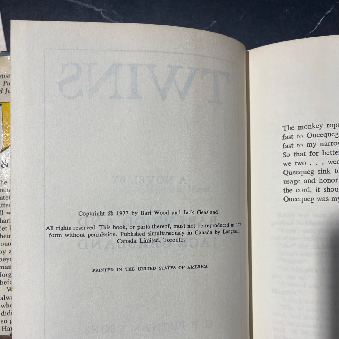 twins book, by bari wood and jack geasland, 1977 Hardcover image 3