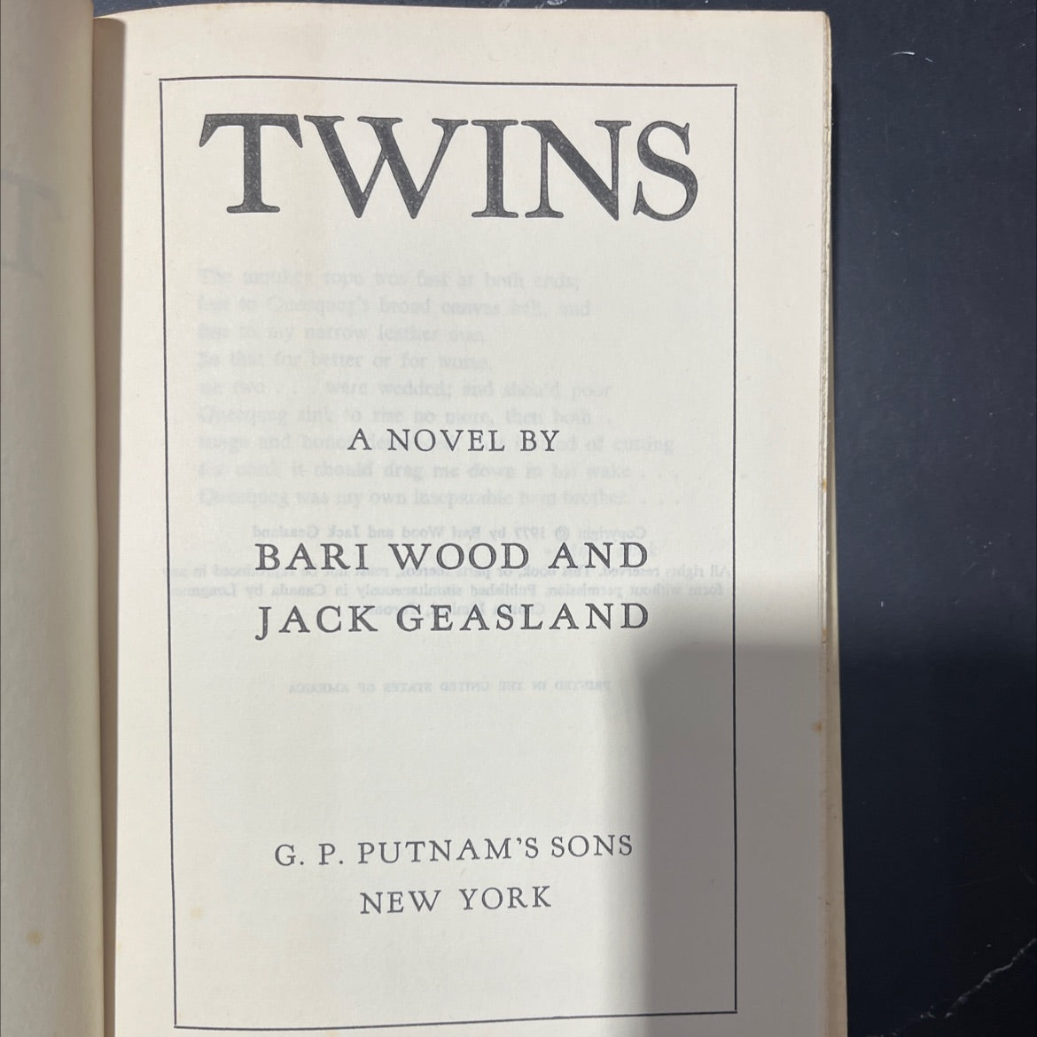 twins book, by bari wood and jack geasland, 1977 Hardcover image 2