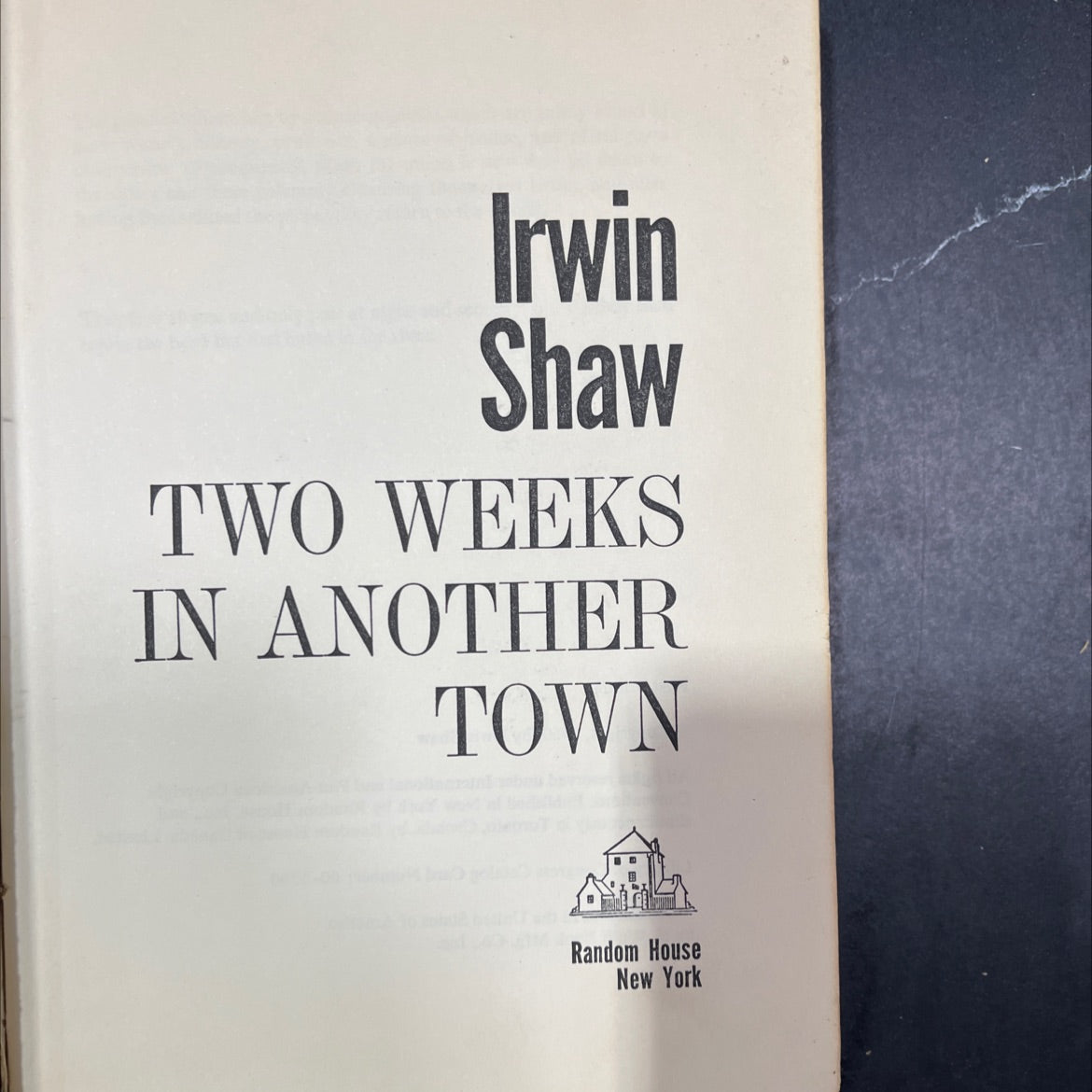 two weeks in another town book, by Irwin Shaw, 1960 Hardcover image 2