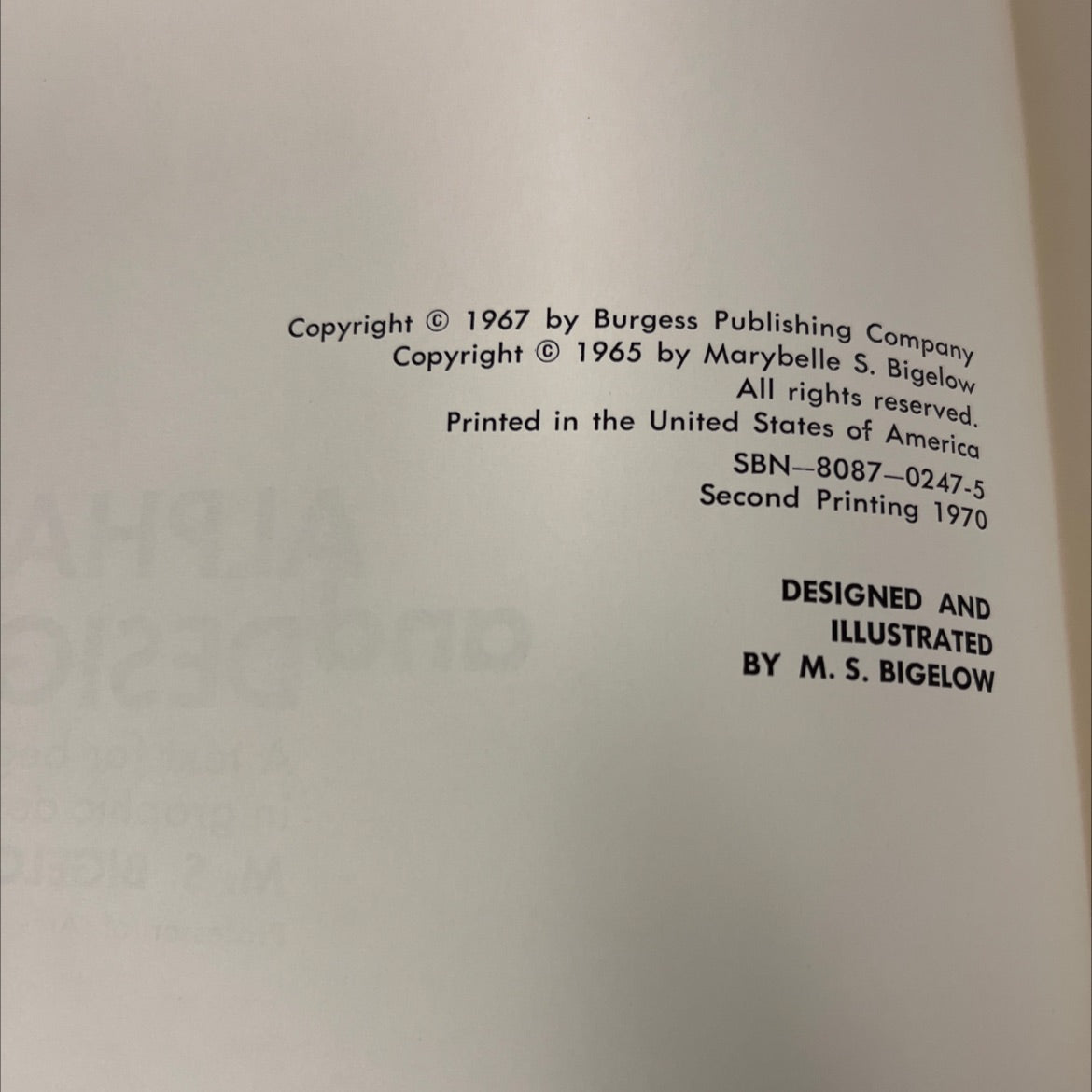 unci know gation e alphabets and design book, by M. S. Bigelow, 1970 Hardcover image 3