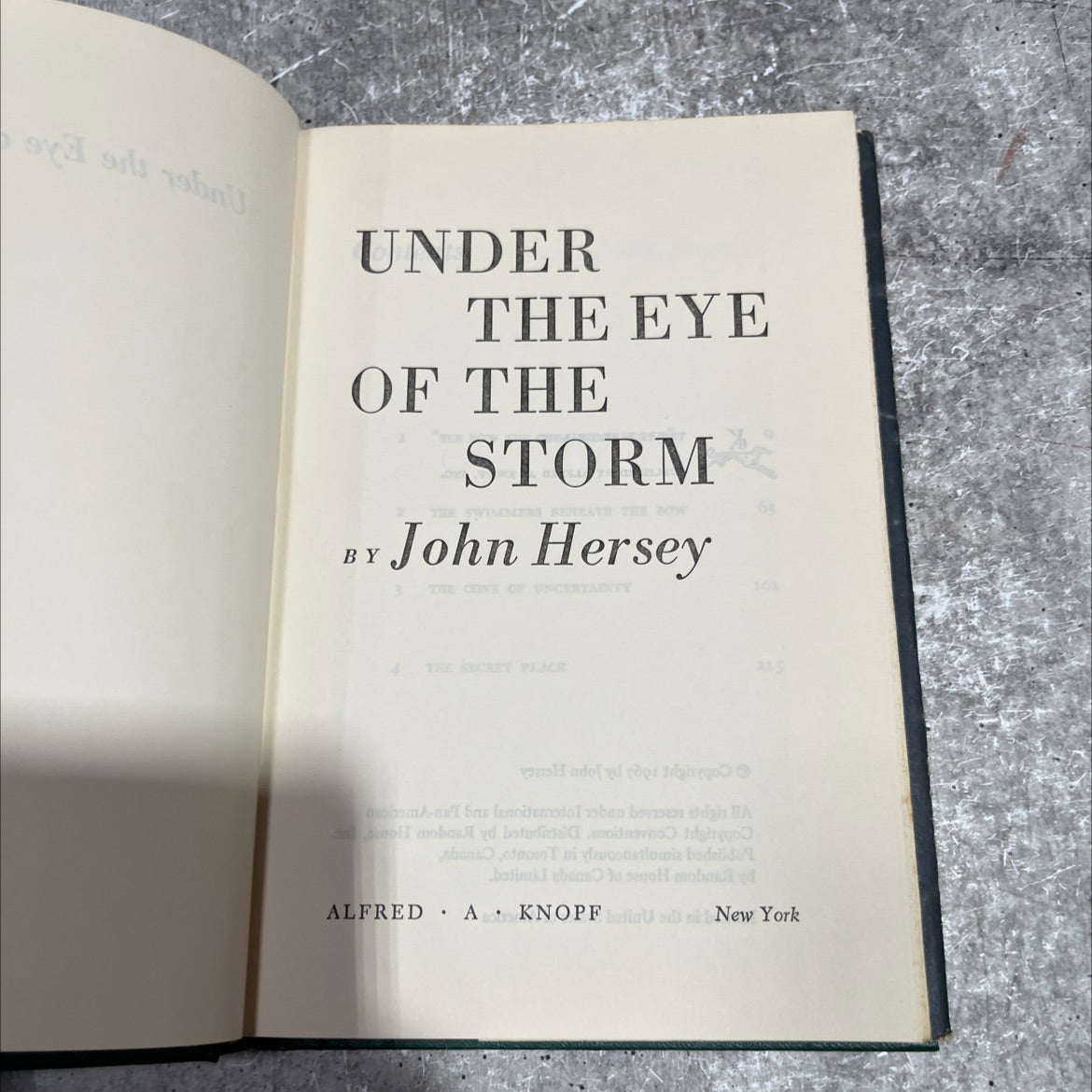 under the eye of the storm book, by John Hersey, 1967 Hardcover image 2
