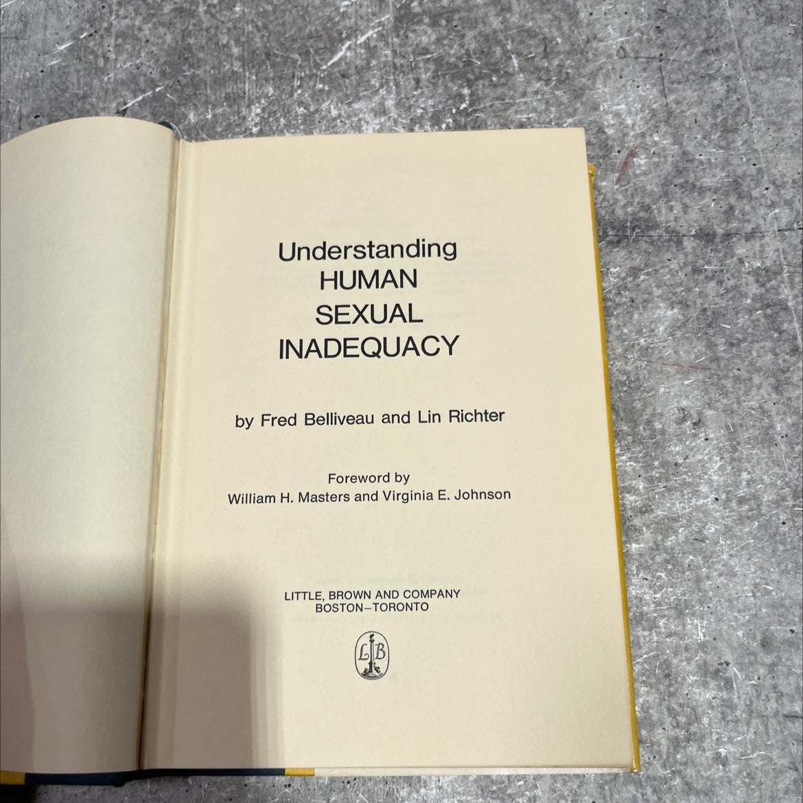 understanding human sexual inadequacy book, by fred belliveau and lin richter, 1970 Hardcover image 2