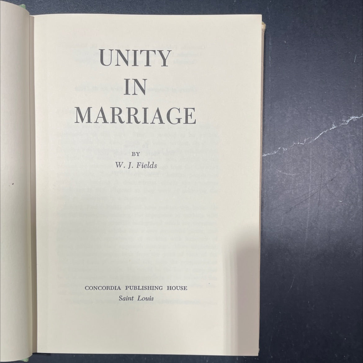 unity in marriage book, by w. j. fields, 1962 Hardcover image 2