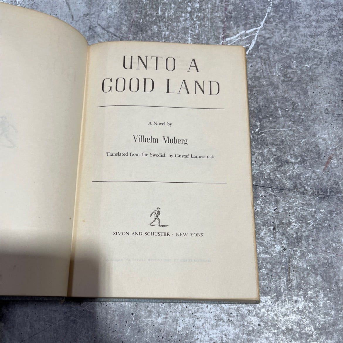 unto a good land book, by vilhelm moberg, 1954 Hardcover image 2