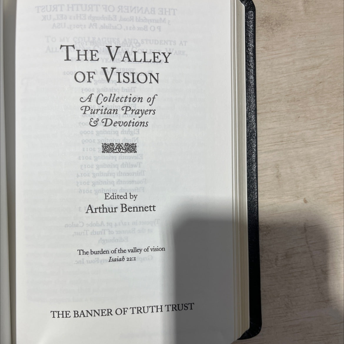 valley of vision book, by Arthur Bennett, 2016 Leather