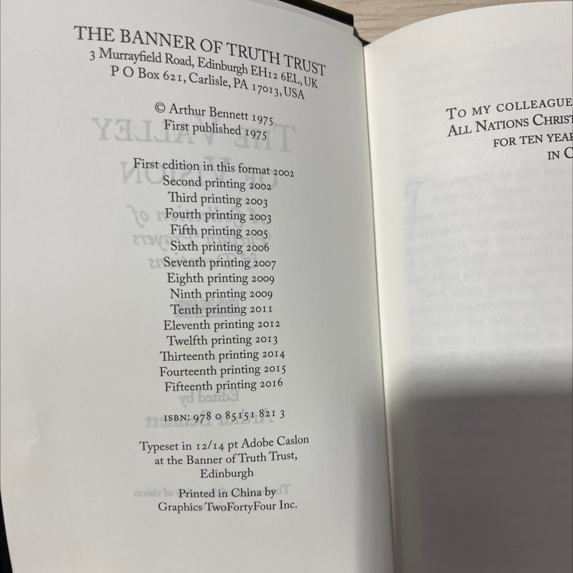 valley of vision book, by Arthur Bennett, 2016 Leather