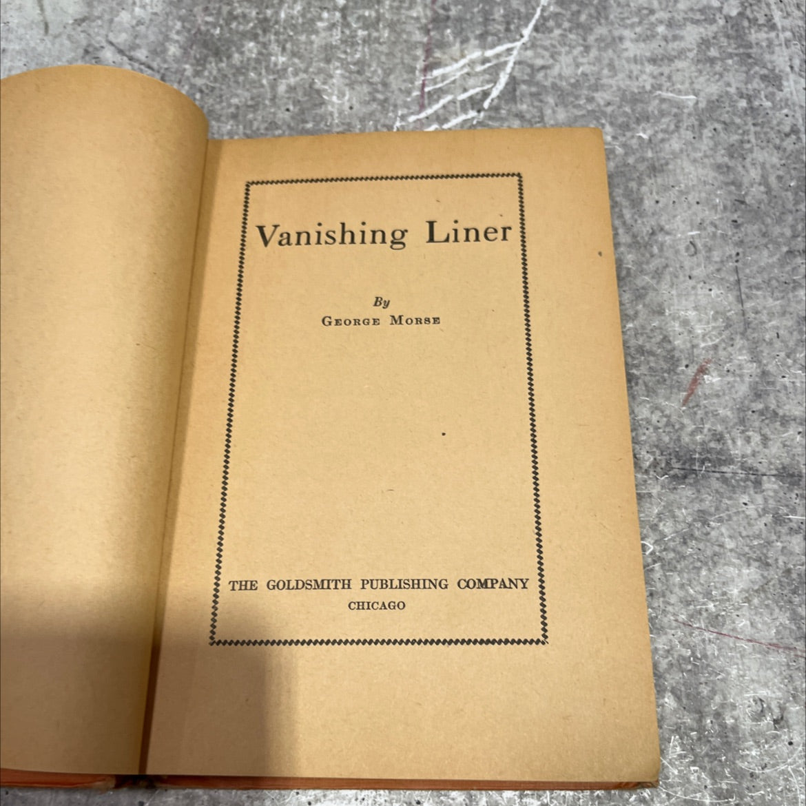 vanishing liner book, by george morse, 1934 Hardcover image 2