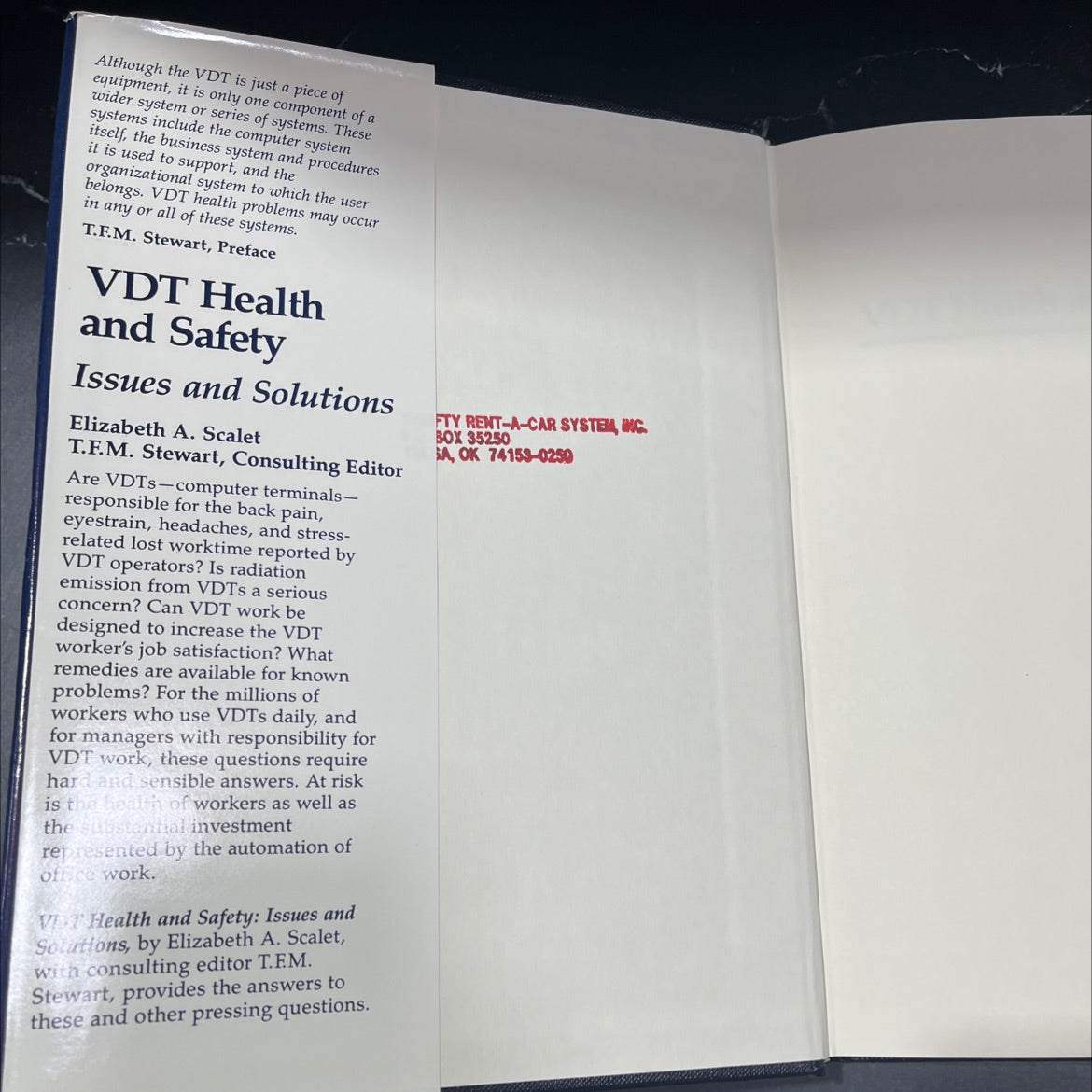 vdt health and safety issues and solutions book, by elizabeth a. scalet, 1987 Hardcover image 4