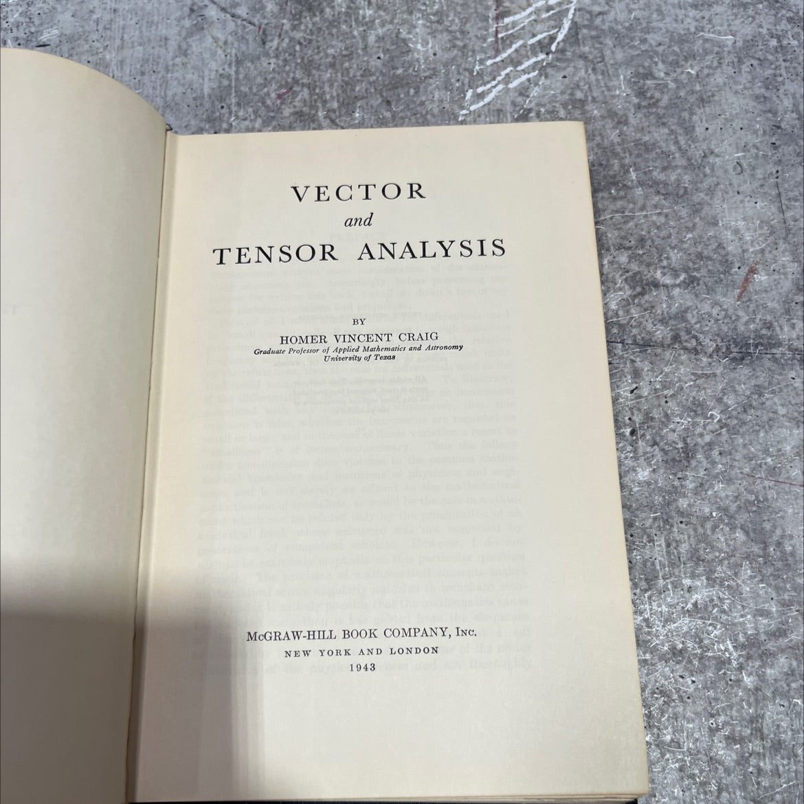 vector and tensor analysis book, by homer vincent craig, 1943 Hardcover image 2