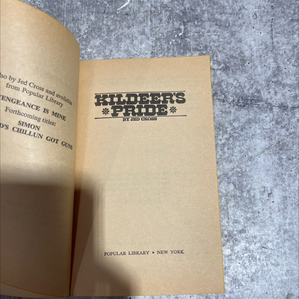 vengeance is mine book, by Jed Cross, 1976 Paperback image 2