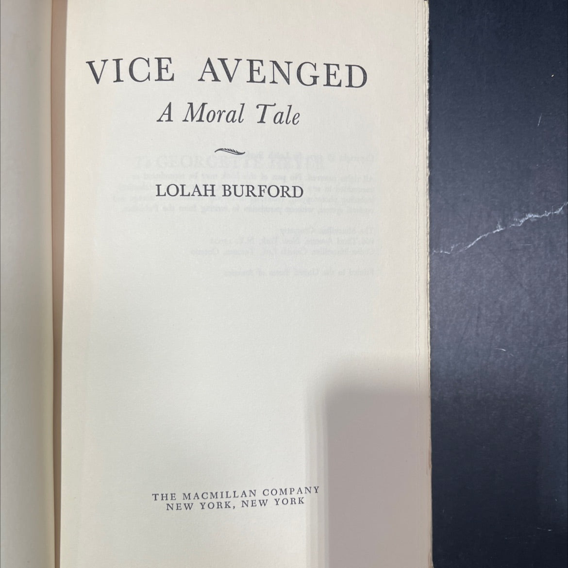 vice avenged a moral tale book, by Lolah Burford, 1971 Hardcover image 2