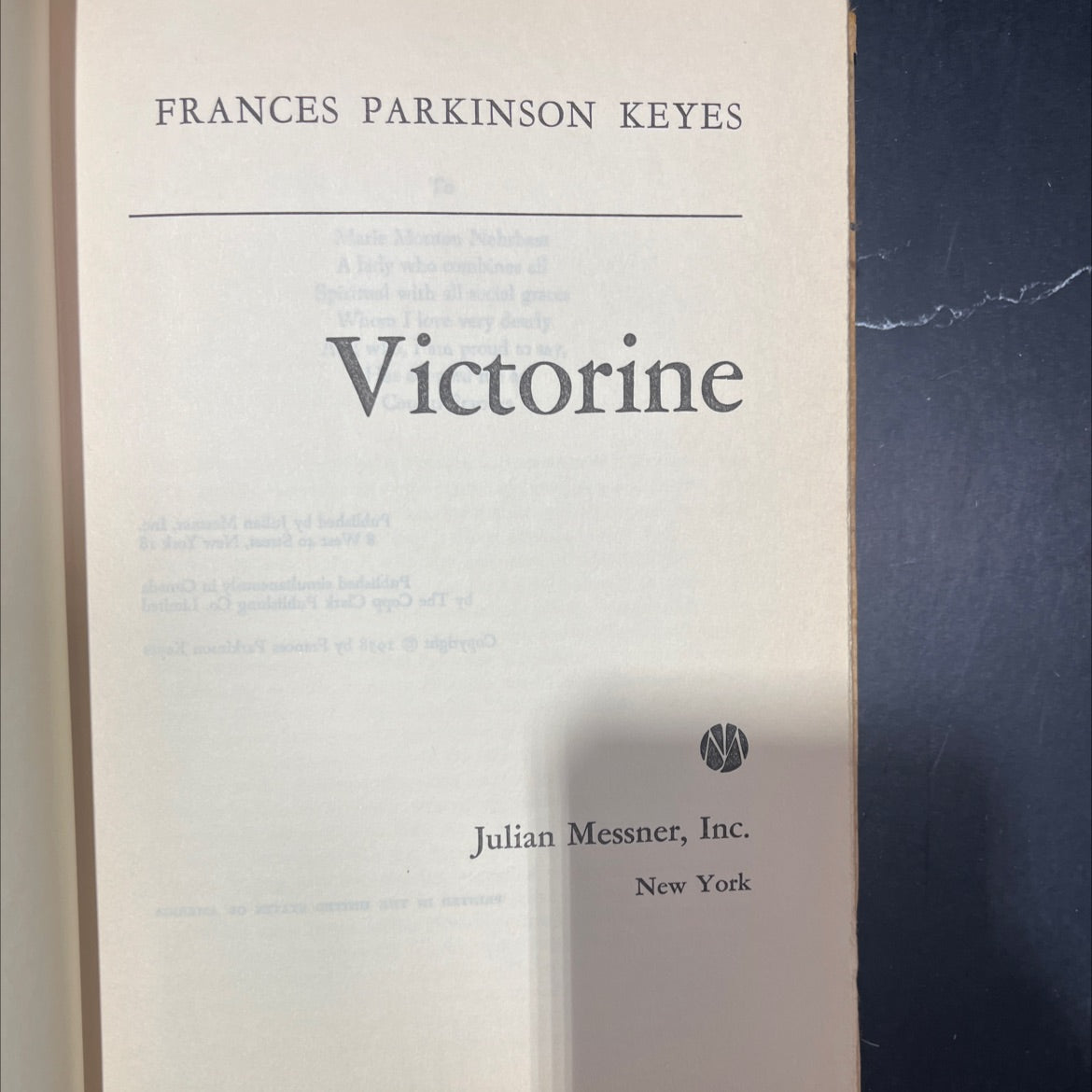 victorine book, by frances parkinson keyes, 1958 Hardcover image 2
