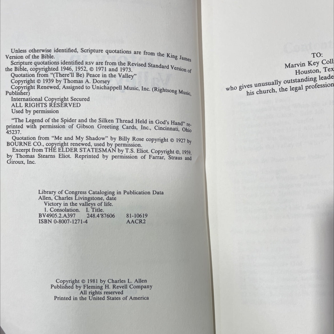 victory in the valleys of life book, by Charles L. Allen, 1981 Hardcover image 3