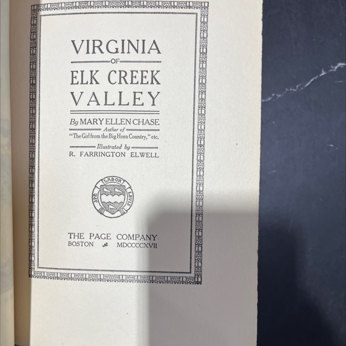 virginia elk creek valley book, by mary ellen chase, 1917 Hardcover image 2