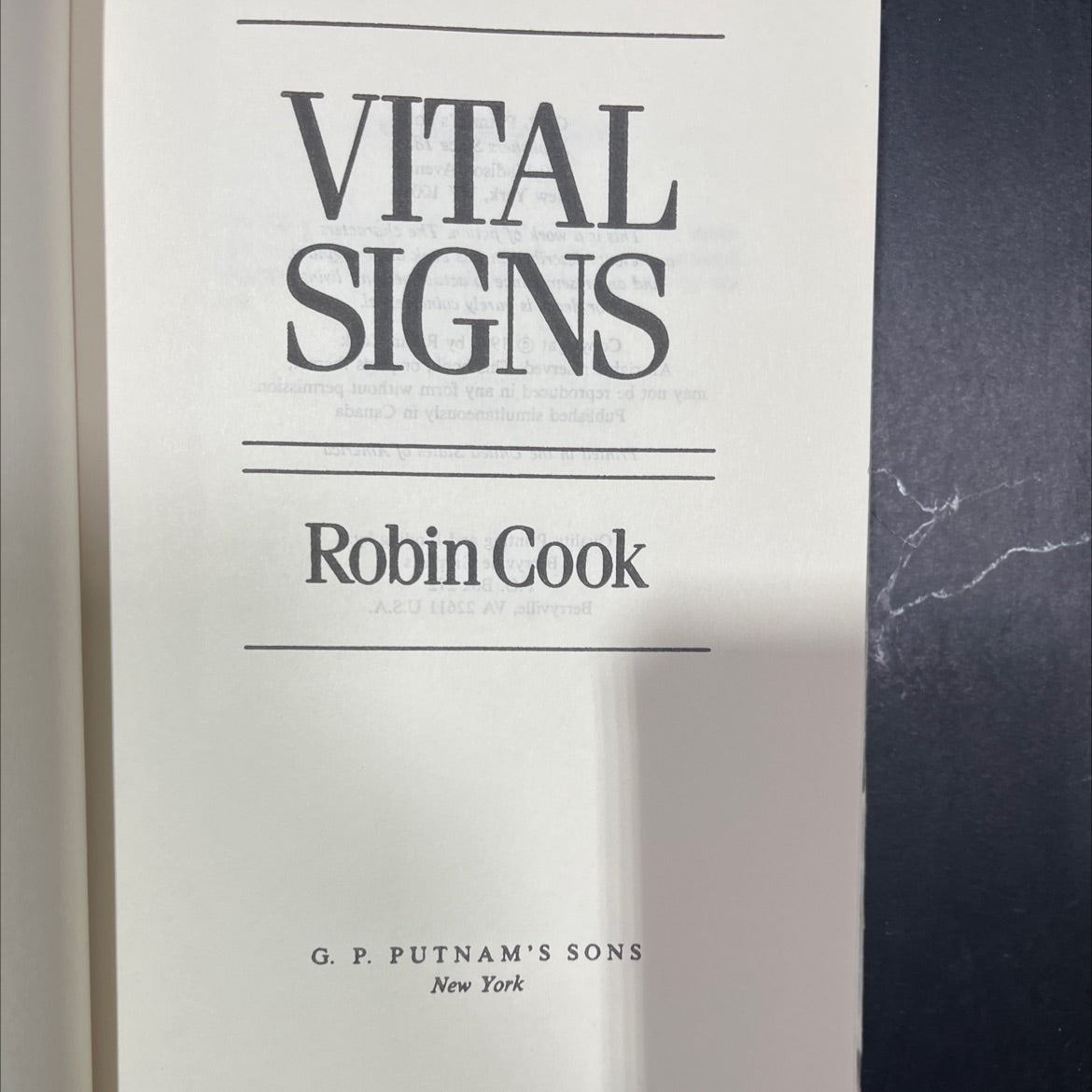 vital signs book, by Robin Cook, 1991 Hardcover image 2