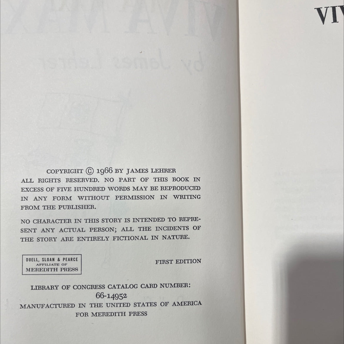 viva max! book, by james lehrer, 1966 Hardcover image 3