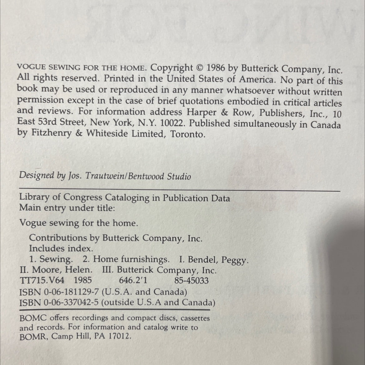 vogue sewing for the home book, by Butterick Company, Inc., 1986 Hardcover image 3