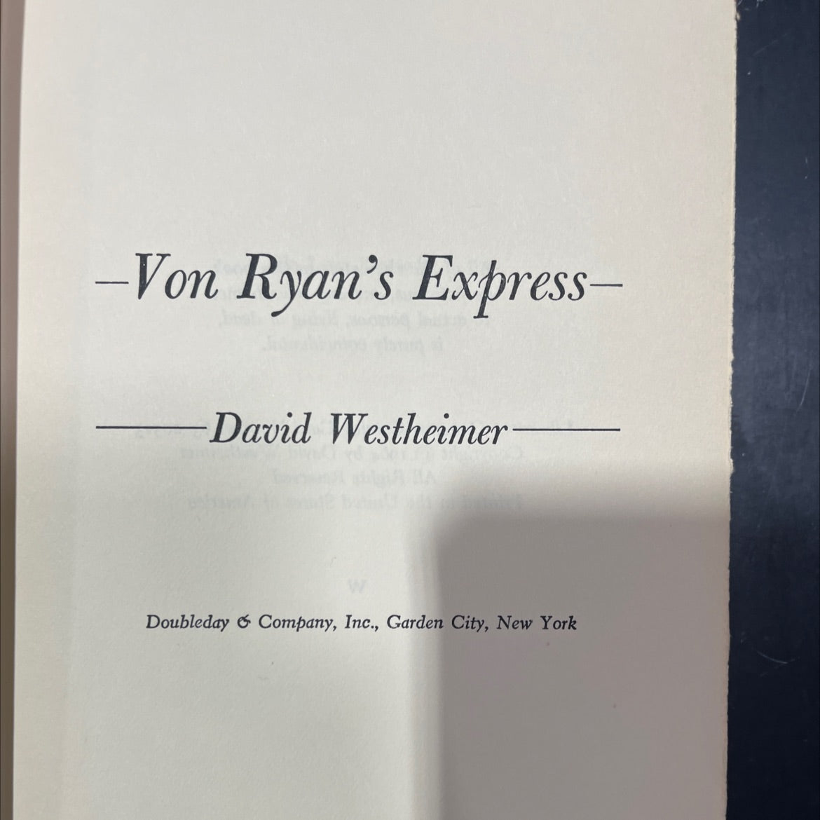 von ryan's express book, by David Westheimer, 1964 Hardcover image 2