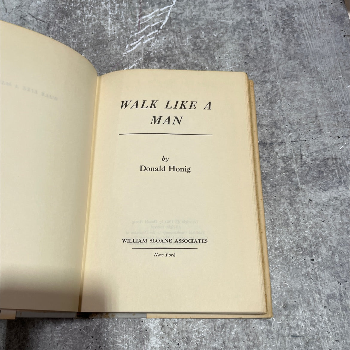 walk like a man book, by Donald Honig, 1961 Hardcover image 2