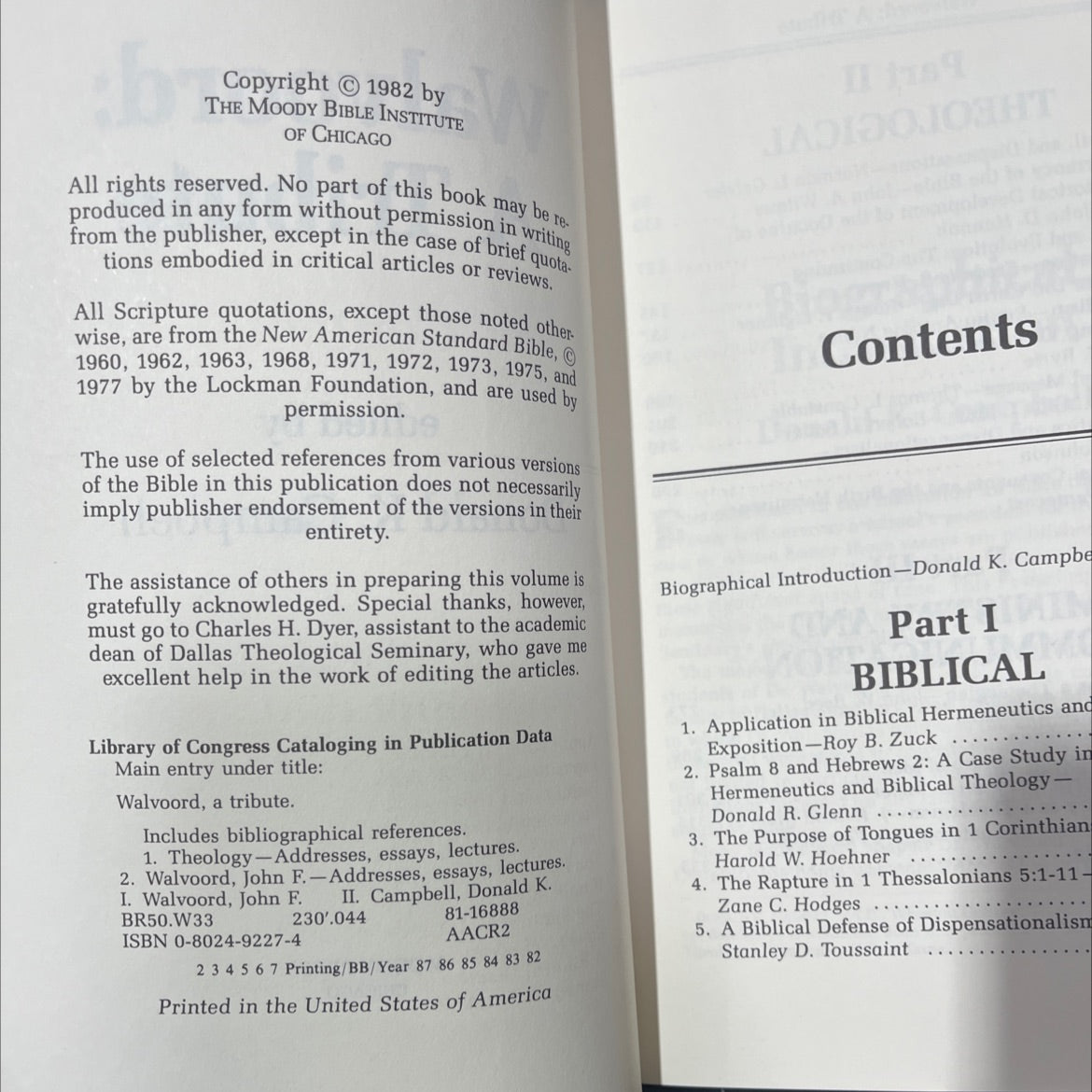 walvoord: a tribute book, by donald k. campbell, 1982 Hardcover image 3