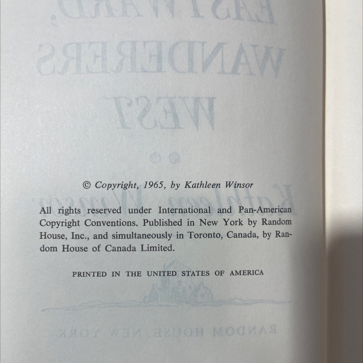 wanderers eastward, wanderers west book, by Kathleen Winsor, 1965 Hardcover image 3
