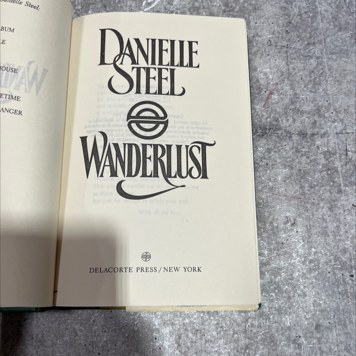 wanderlust book, by danielle steel, 1986 Hardcover image 2
