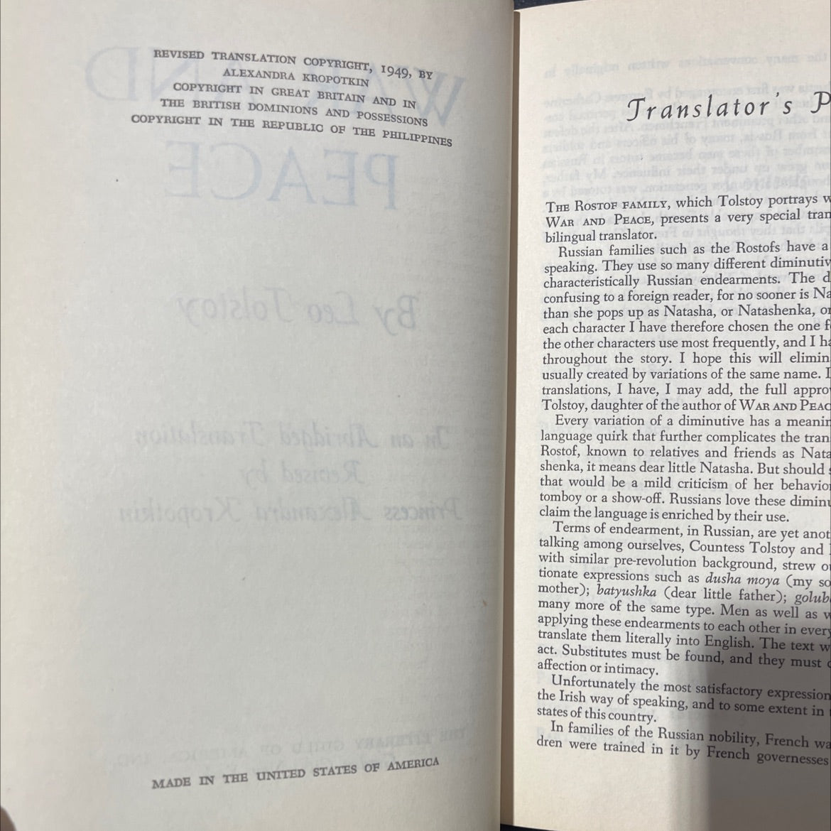 war and peace book, by leo tolstoy, 1949 Hardcover image 3