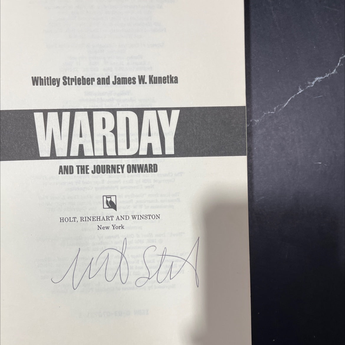 SIGNED warday and the journey onward book, by Whitley Strieber and James W. Kunetka, 1984 Hardcover, First Edition image 2