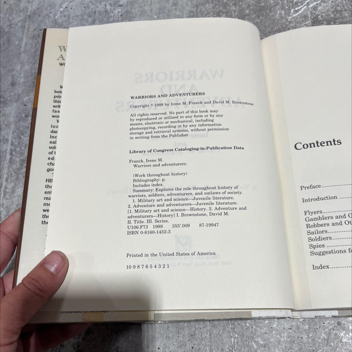 warriors and adventurers book, by Irene M. Franck and David M. Brownstone, 1988 Hardcover image 3