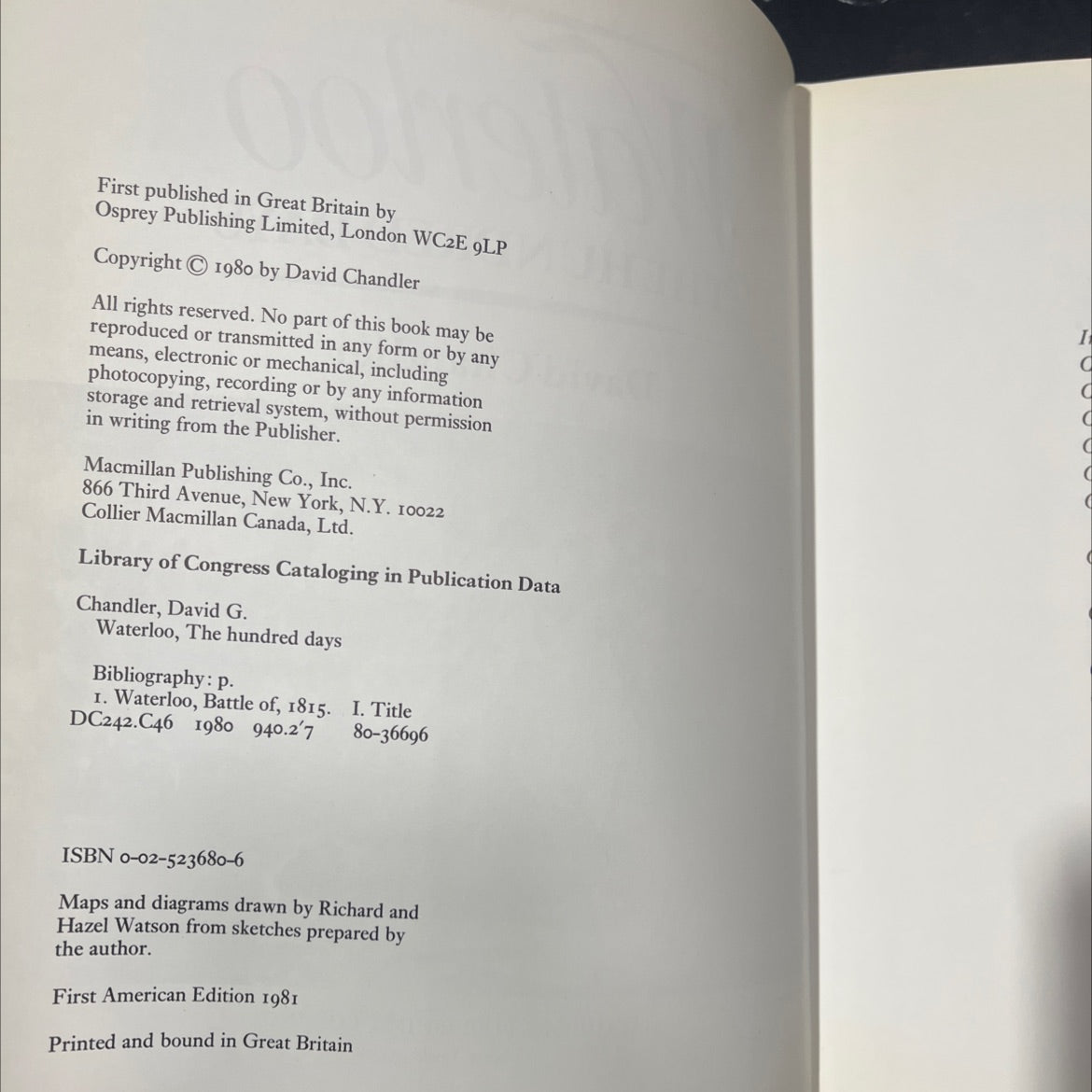 waterloo the hundred days book, by David Chandler, 1980 Hardcover image 3