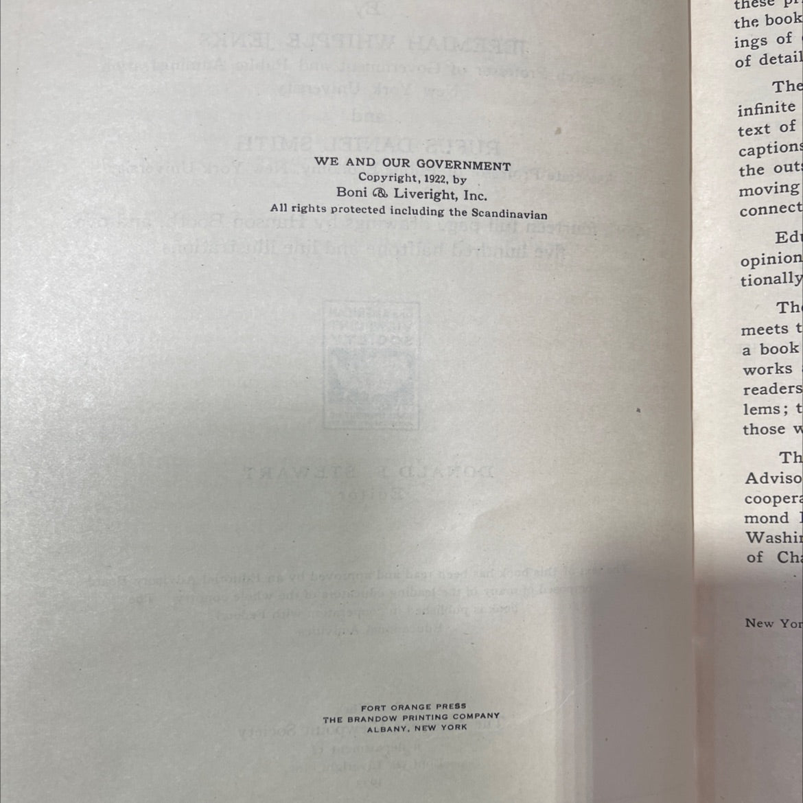 we and our government book, by jeremiah whipple jenks, rufus daniel smith, 1922 Hardcover image 3