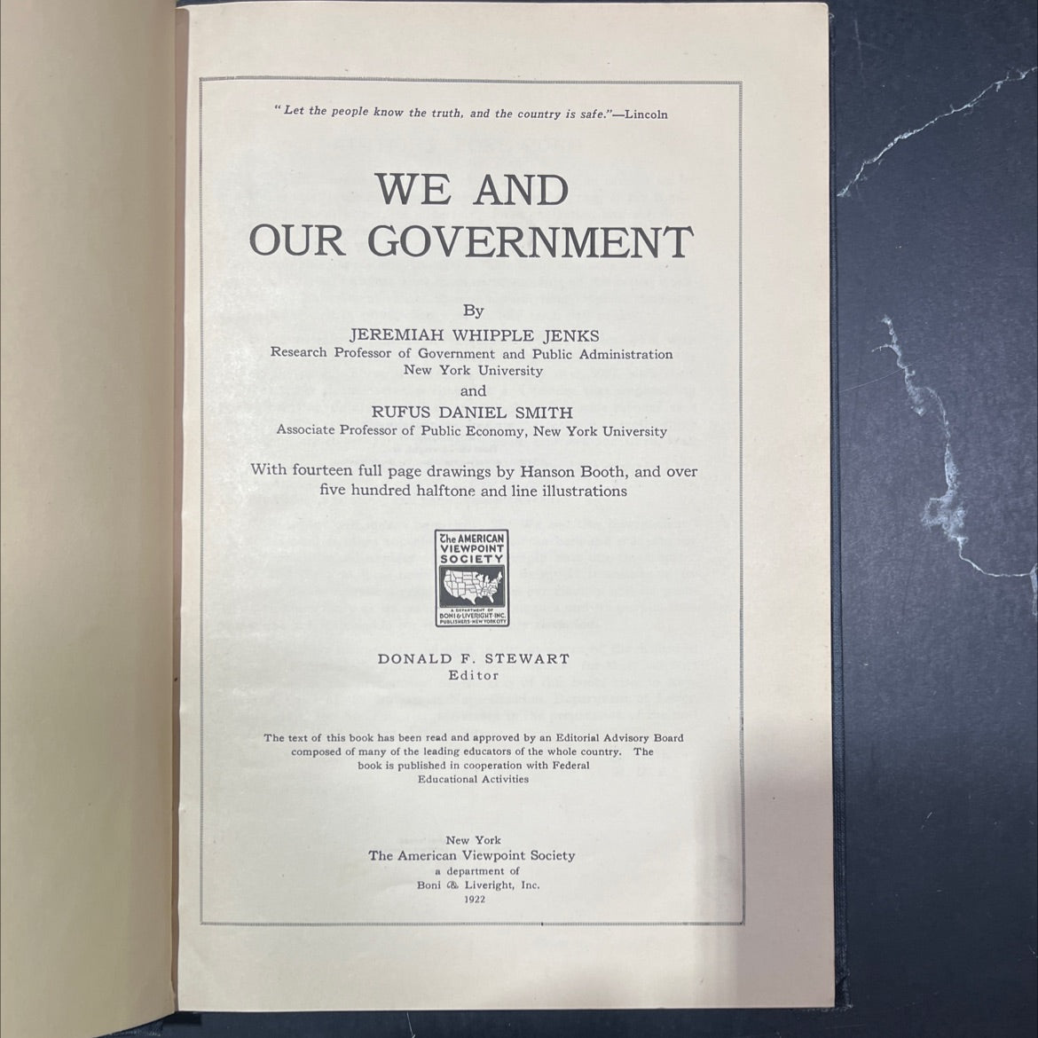 we and our government book, by jeremiah whipple jenks, rufus daniel smith, 1922 Hardcover image 2