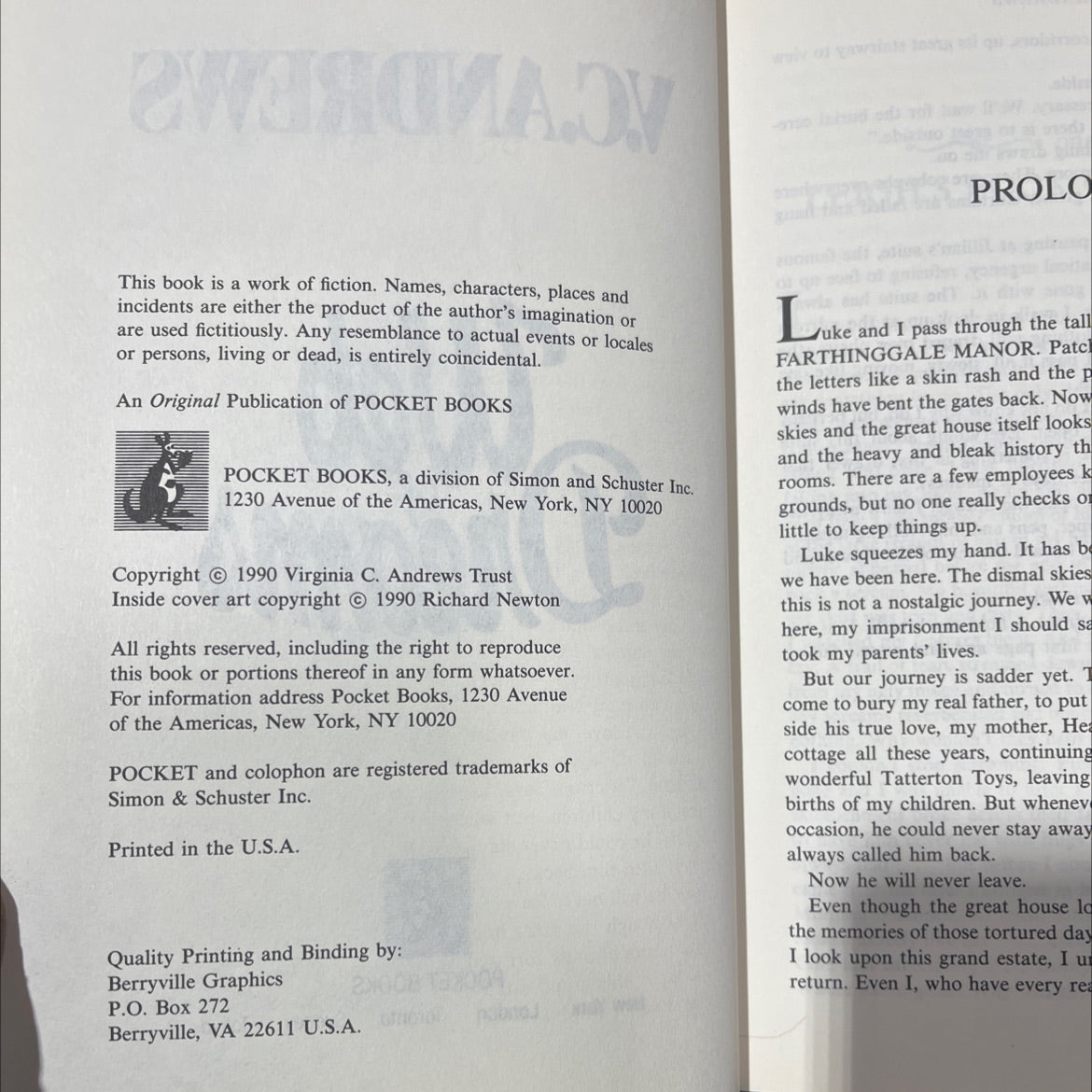 web dreams book, by v.c. andrews, 1990 Hardcover image 3