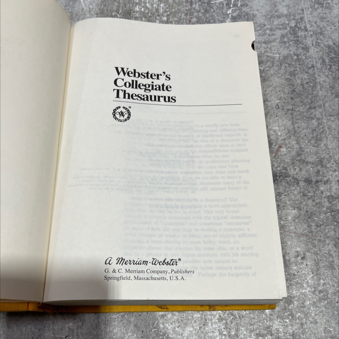 webster's collegiate thesaurus book, by g. & c. merriam company, 1976 Hardcover image 2