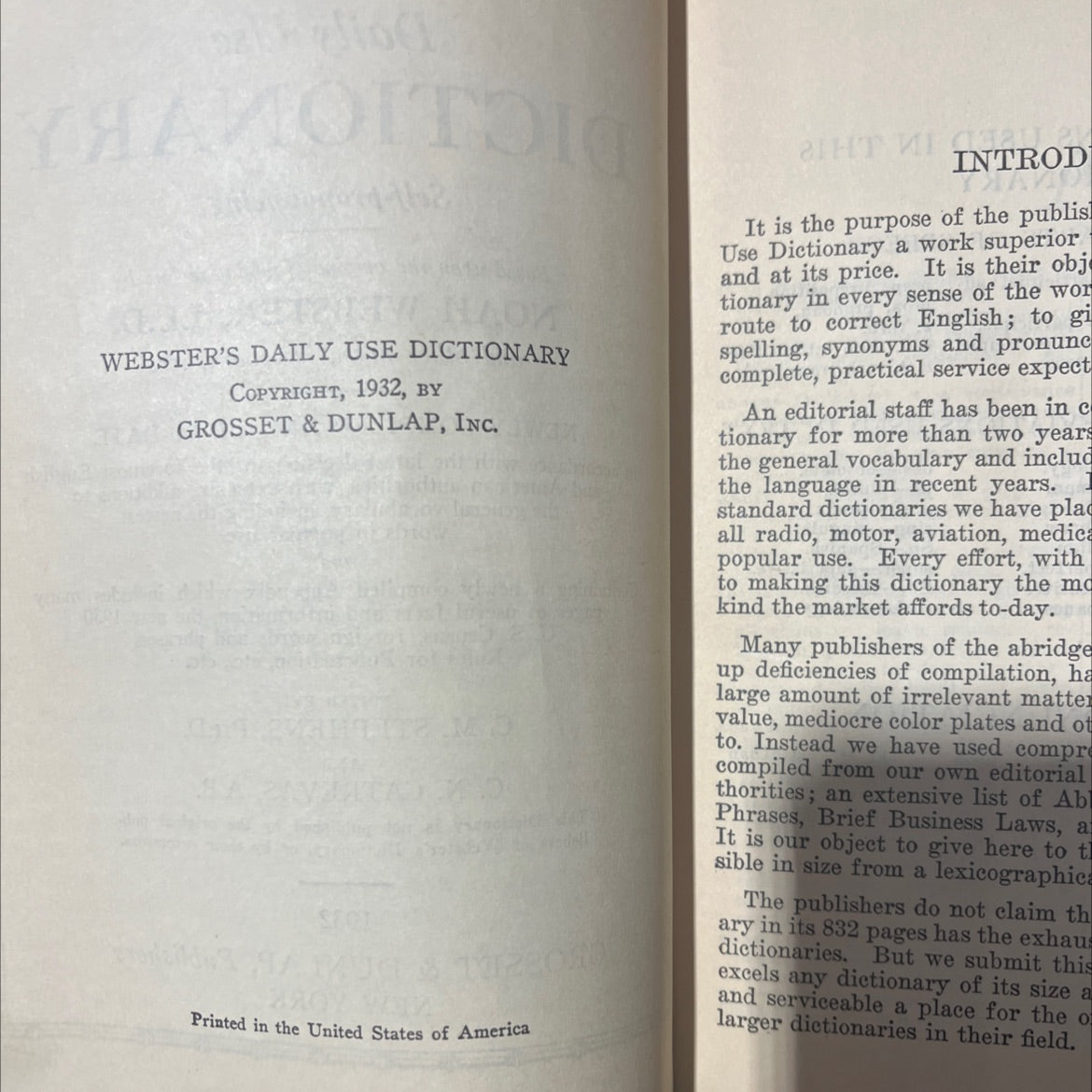 webster's daily use dictionary book, by c. m. stephens, ph.d. and c. n. catrevas, a.b., 1932 Hardcover image 3