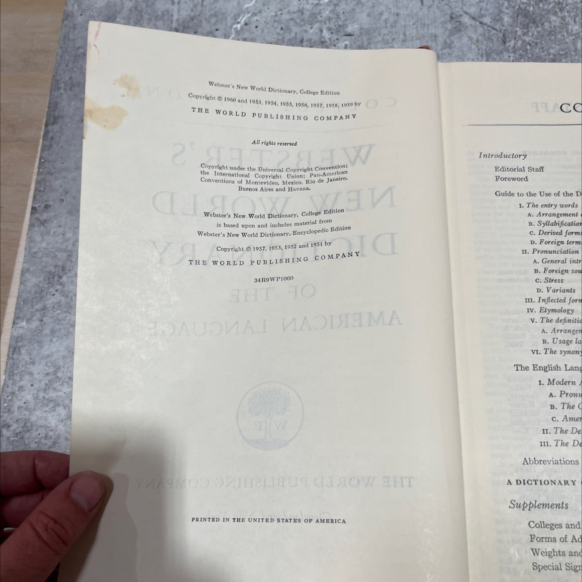 webster's new world dictionary, college edition book, by unknown, 1960 Hardcover image 3