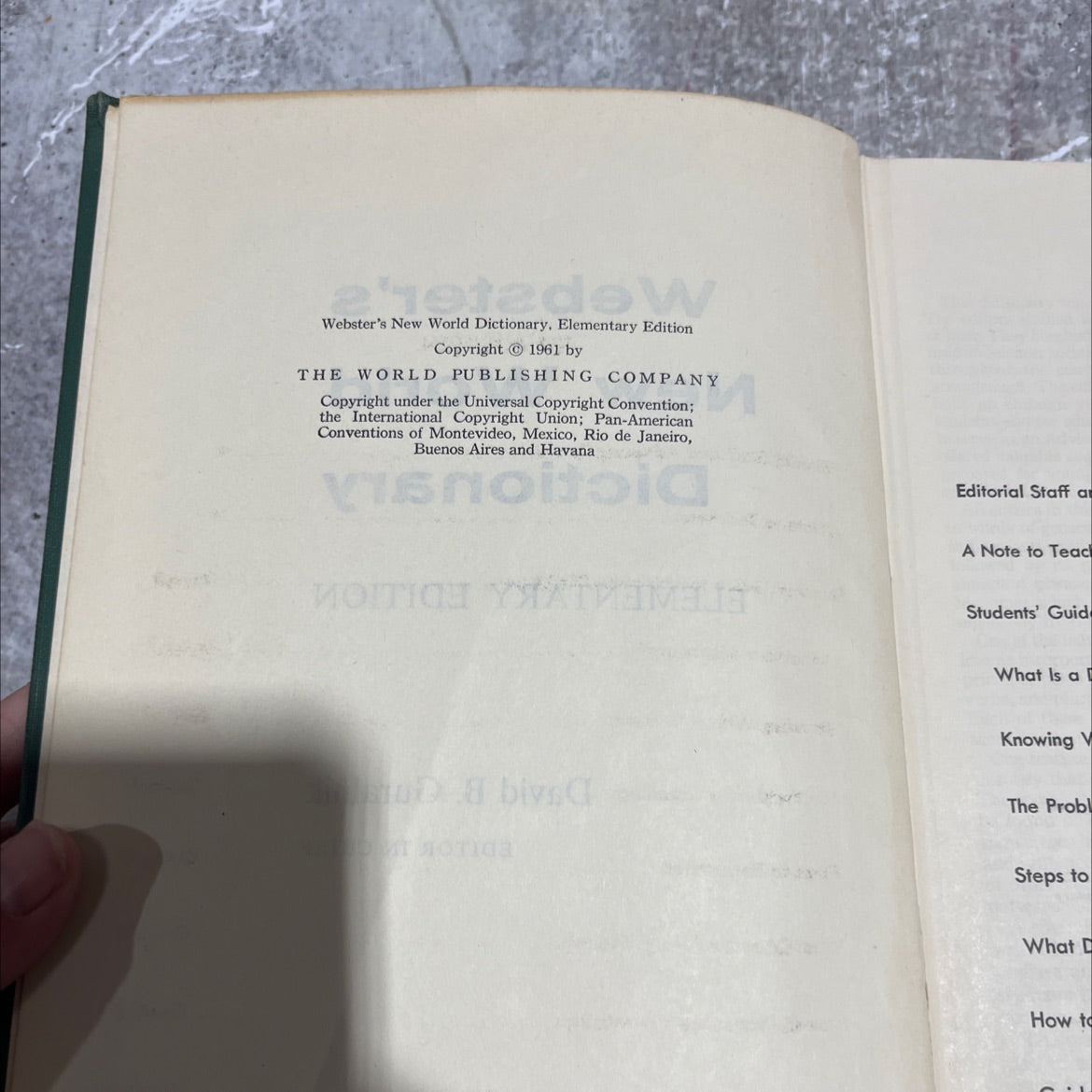 webster's new world dictionary elementary edition book, by david b. guralnik, 1961 Hardcover image 3