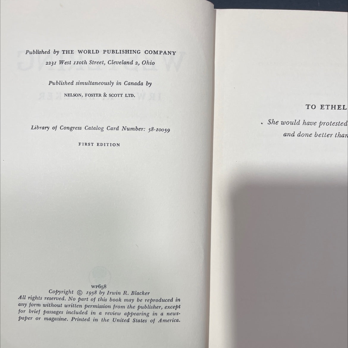 westering book, by irwin r. blacker, 1958 Hardcover image 3