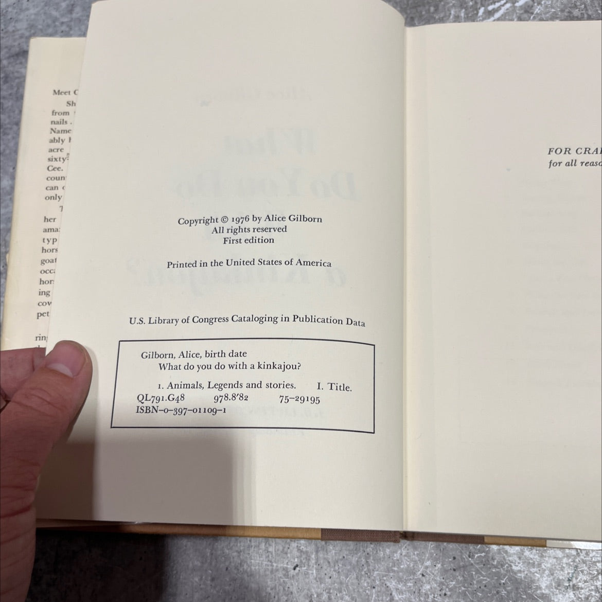 what do you do with a kinkajou book, by Alice Gilborn, 1976 Hardcover image 3