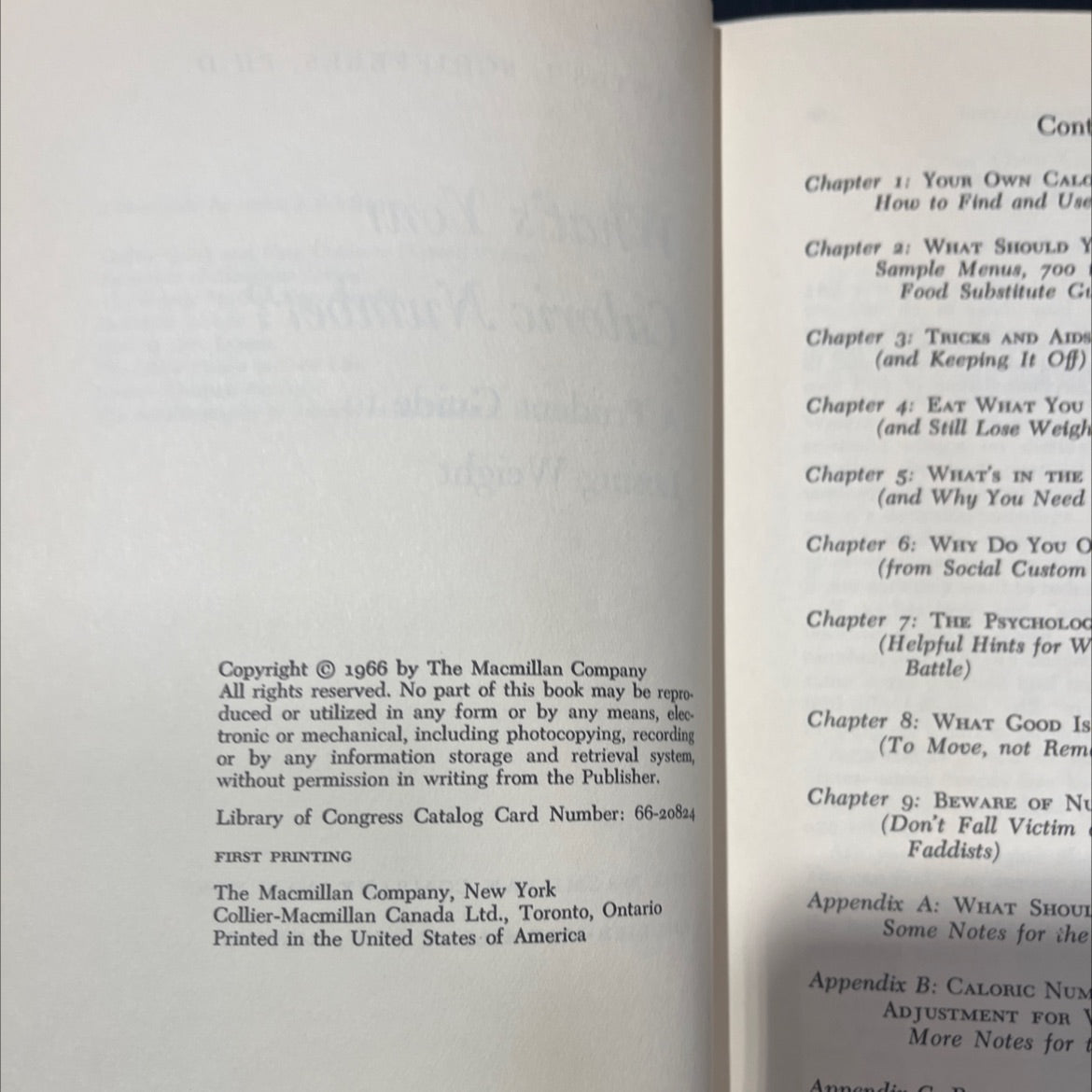 what's your caloric number? a prudent guide to losing weight book, by justus j. schifferes, ph.d., 1966 Hardcover image 3